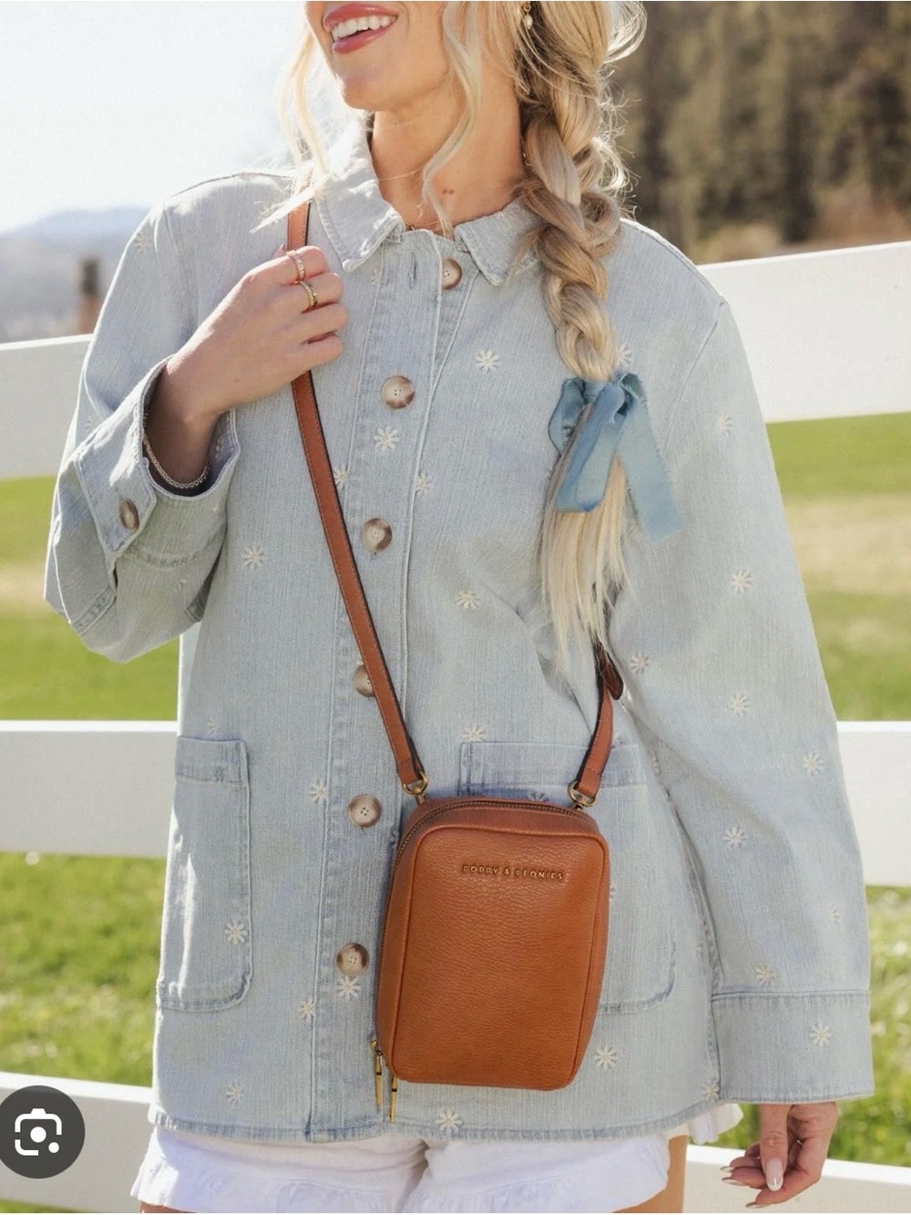 Poppy & Peonies Rambler Crossbody [Cognac]
